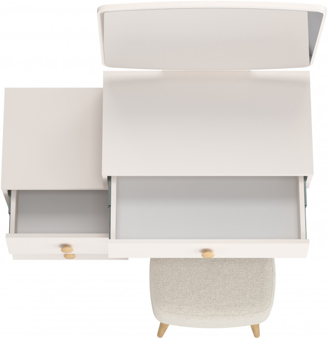 Афина Спальня 4-25901М1к.с. Трюмо + Банкетка 6-5135ТКШбеж Полли, цвет кашемир серый/ткань бежевая, ШхГхВ 105х38,6х129 + 44х34х45 см., универс. сб.