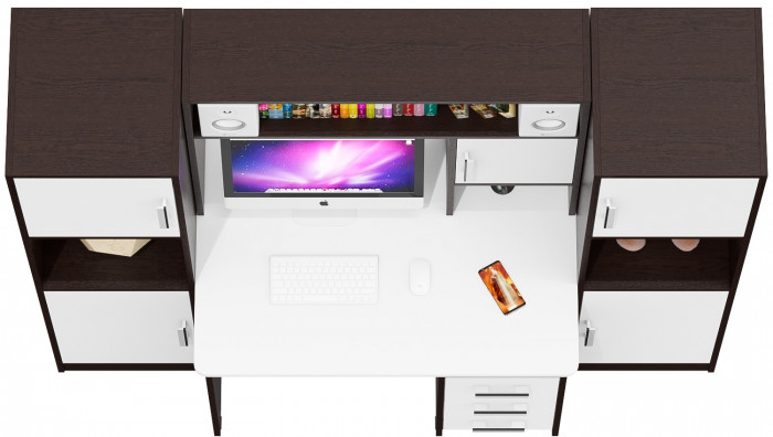 С-МД-СК9 Компоновка № 02, цвет венге/белый шагрень, ШхГхВ 188х70х160 см., НЕ универсальная сборка