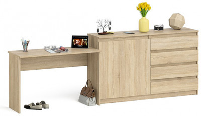 Мори письменный стол МСП1200.1 + Комод МК1600.1, дуб сонома