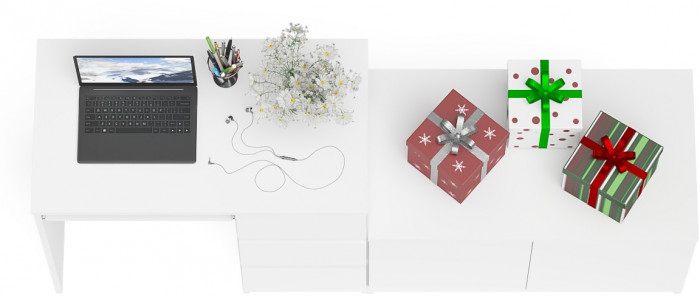 Мори Стол компьютерный МС-6 правый + Тумба МА900.1, цвет белый, ШхГхВ 180,4х50,4х76,6 см., выдвижные ящики справа, НЕ универсальная сборка