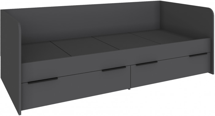 Кровать Мадрид (0,8) с 2-мя ящиками, Графит серый