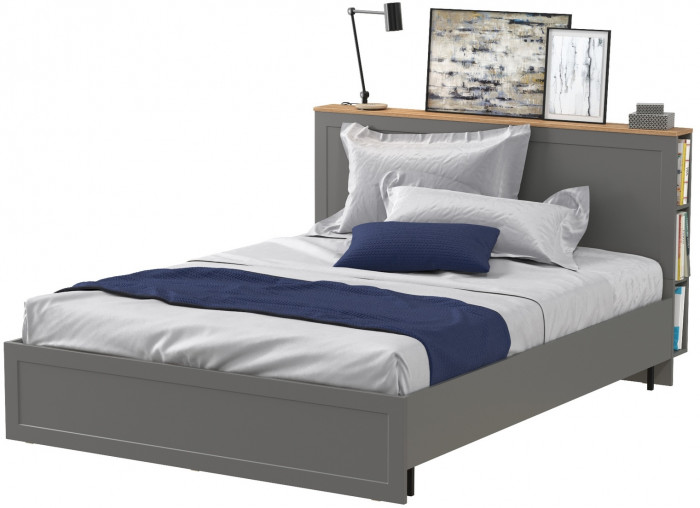 Остин 11.53 Кровать БЕЗ ортопеда, серый графит/дуб крафт золотой