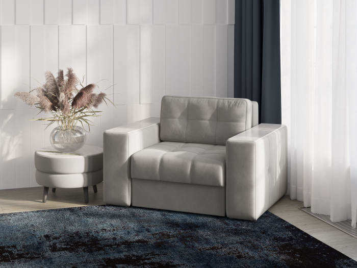 Кресло-кровать "Нави", Светло-серый/МДФ холст белый