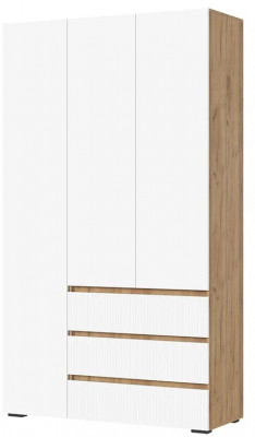 Хелен ШК 06 Шкаф 3х створчатый (1200х2080х460) МДФ белый супермат, белый/дуб крафт золото