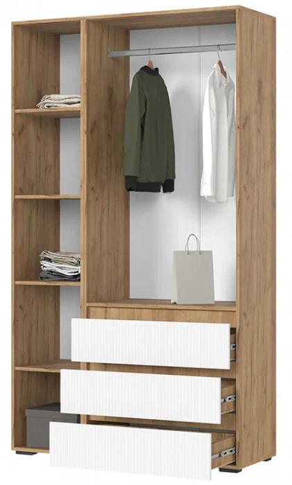 Хелен ШК 06 Шкаф 3х створчатый (1200х2080х460) МДФ белый супермат, белый/дуб крафт золото