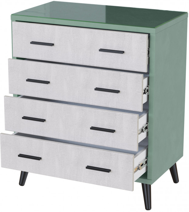 Комод интерьерный Ланс мятный/мдф холст белый