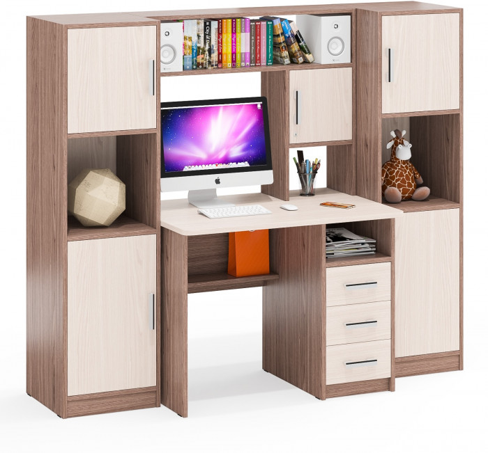 С-МД-СК9 Компоновка № 02, цвет ясень шимо светлый/ясень шимо тёмный, ШхГхВ 188х70х160 см., НЕ универсальная сборка