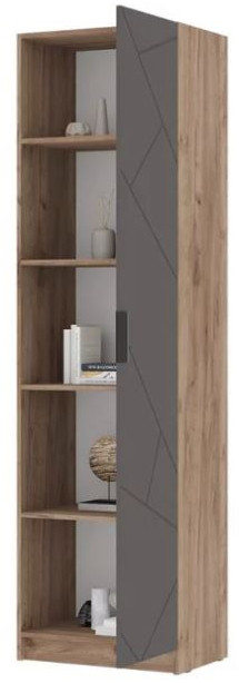 ОРЕГОН ПН 01 Пенал комбинированный (600х2100х400) Фасад МДФ АСФАЛЬТ СУПЕРМАТ,ДУБ КРАФТ ТАБАЧНЫЙ/Корпус ДУБ КРАФТ ТАБАЧНЫЙ