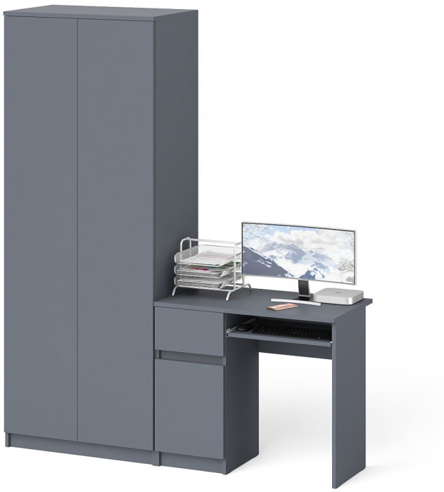 Мори Стол компьютерный МС-1 левый + Шкаф МШ800.1, цвет графит, ШхГхВ 170,4х50,4х209,6 см., выдвижной ящик слева, НЕ универсальная сборка