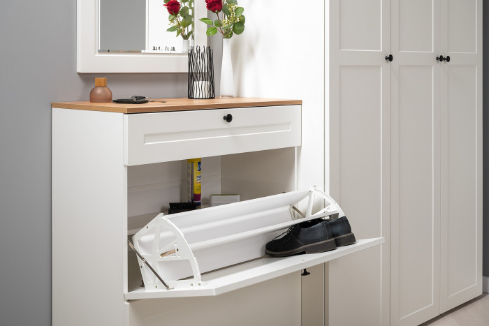 Остин Прихожая 29, белый шагрень/дуб крафт золотой