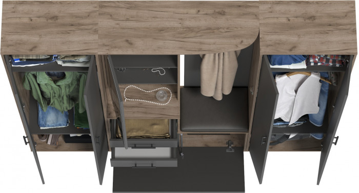 Прихожая Домино 4, дуб крафт табачный/графит