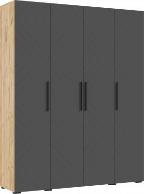 Флэш Шкаф 4-х ств. 1800 браш графит/дуб крафт