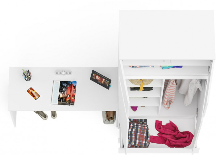 Мори письменный стол МСП1200.1 + Шкаф МШ900.1 + Антресоль МА900.1, белый