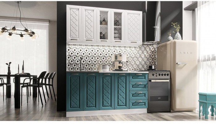 Кухня МДФ Агава 1600 (лиственница темная, Белый)