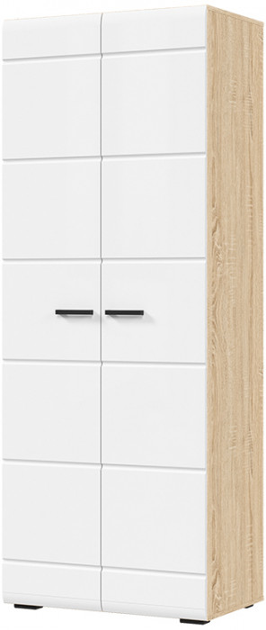 ЛИБЕРТИ ШК 02 Шкаф 2-х створчатый (800х2100х500) Фасад МДФ БЕЛЫЙ ГЛЯНЕЦ/Корпус ДУБ СОНОМА