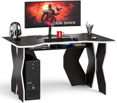 Стол компьютерный С-МД-СК5-1400, цвет венге/кромка белая, ШхГхВ 140х90х75 см. (Стол для геймера Краб-5)