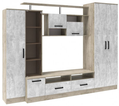 Гостиная Оскар-5 (2500*1920*450) дуб крафт серый/цемент
