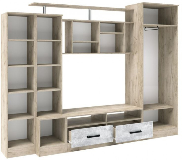 Гостиная Оскар-5 (2500*1920*450) дуб крафт серый/цемент