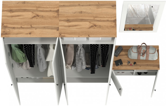 Остин Прихожая 30, белый шагрень/дуб крафт золотой