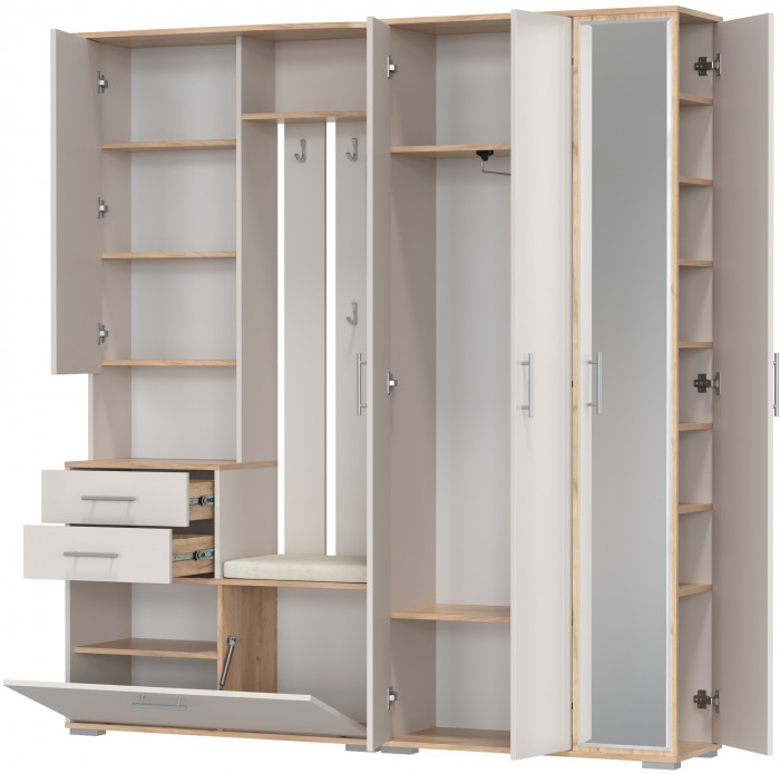 Прихожая Домино 5, дуб крафт золотой/кашемир серый