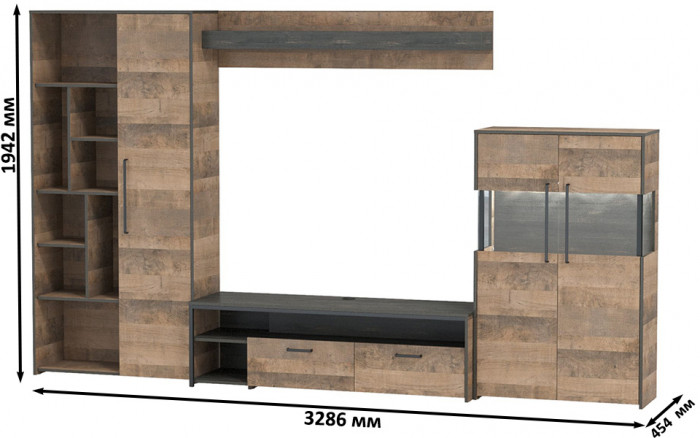 Трувор Гостиная 061, дуб гранж песочный/интра