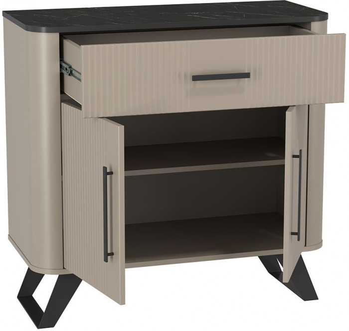 Фиделия комод 76.03 серый камень / мрамор черный