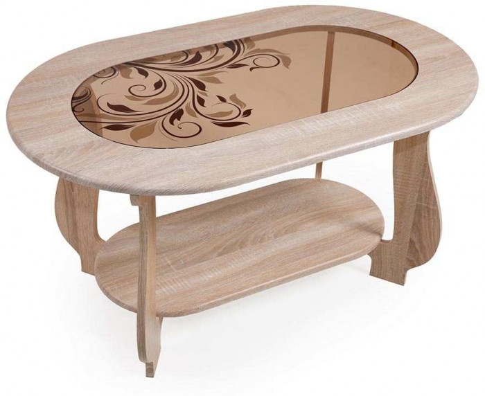 Стол журнальный СЖ-21 с рисунком Р3 дуб сонома