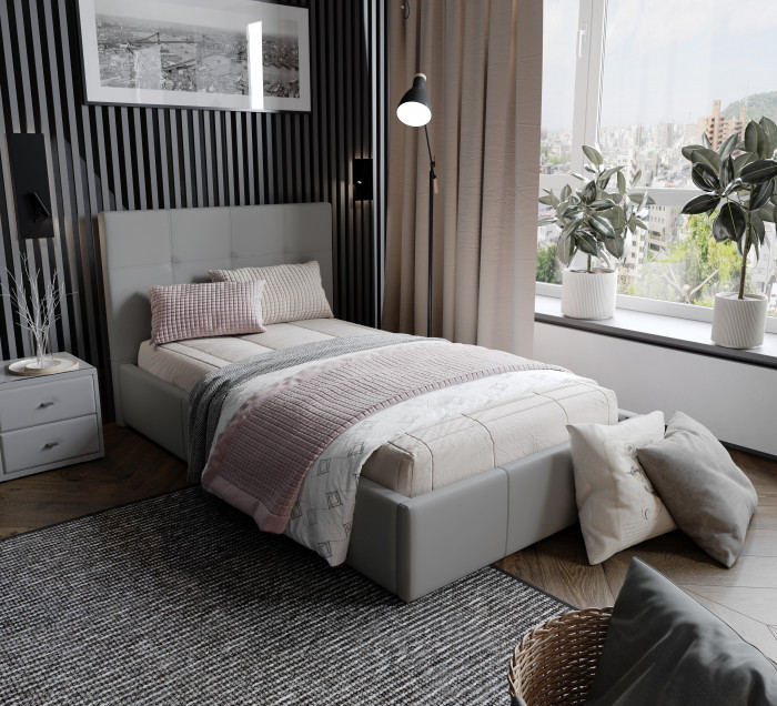 Рио Кровать интерьерная 120 светло-серый квадрат, ПМ