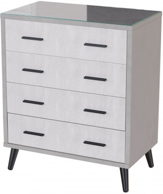 Комод интерьерный Ланс светло-серый/мдф холст белый