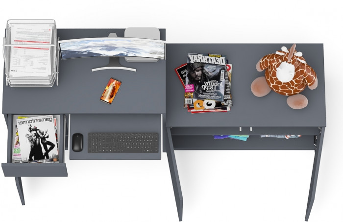 Мори компьютерный стол МС-1 левый + Тумба МА900.1, графит