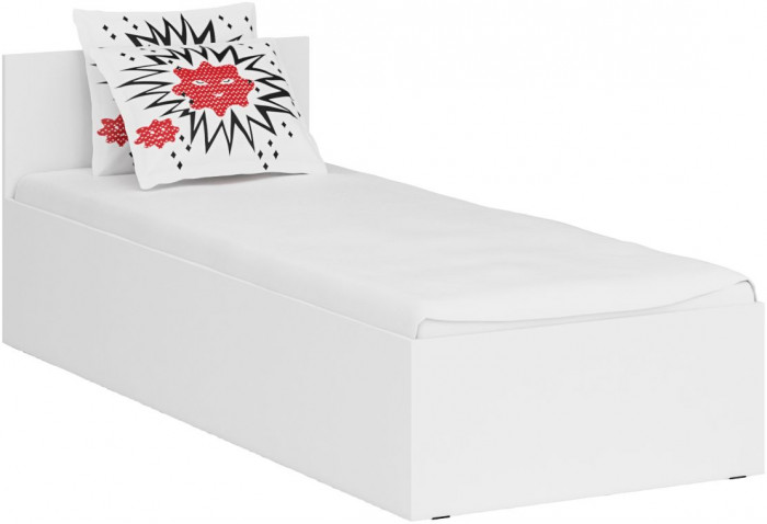 Кровать 0800 + Шкаф угловой Стандарт, цвет белый, ШхГхВ 83,5х203,5х70 + 81,2х81,2х200см., сп.м. 800х2000 мм., без матраса, основание есть