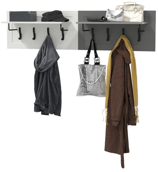 Остин 15.12 Вешалка + 15.12 Вешалка, белый шагрень/серый графит