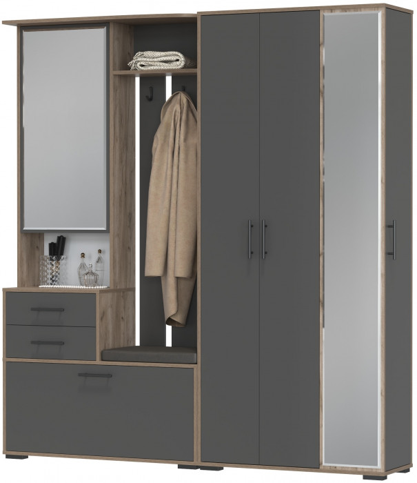 Прихожая Домино 5, дуб крафт табачный/графит