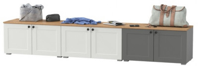 Остин 13.257 Тумба + 13.257 Тумба + 13.257 Тумба, цвет белый шагрень/серый графит/дуб крафт золотой, ШхГхВ 240х41,9х43,7 см., универсальная сборка