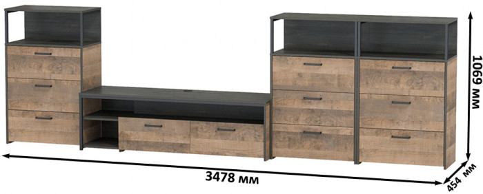 Трувор Гостиная 108, дуб гранж песочный/интра