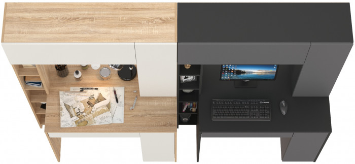 Два стола компьютерных Комфорт 12.71, дуб сонома/белый/антрацит/тёмно-серый