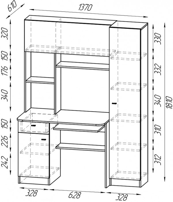 Два стола рабочих 6-0603ТМяс.св Альфа, цвет ясень шимо светлый, ШхГхВ 274х61х181 см., универсальная сборка
