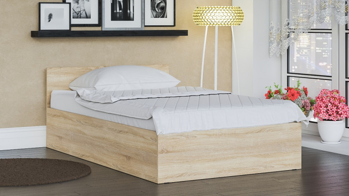 Мори Кровать 1200, цвет дуб сонома, ШхГхВ 123,5х203,5х70 см., сп.м. 1200х2000 мм., без матраса, основание есть
