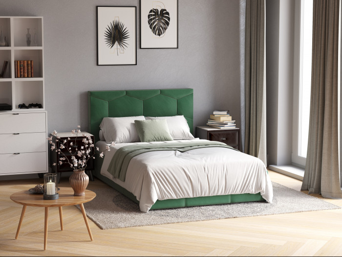 Манука Кровать интерьерная 120 изумруд, ортопед