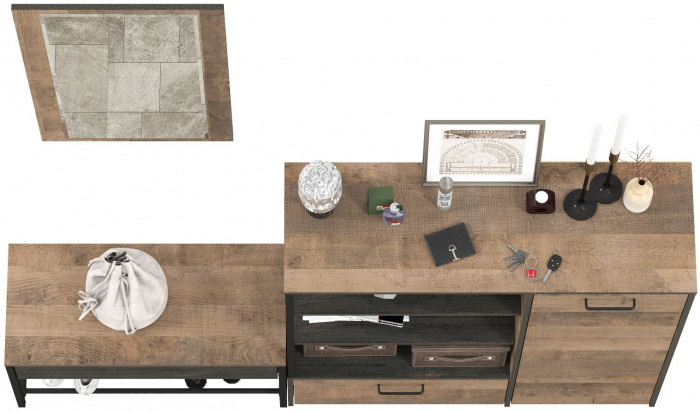 Трувор Прихожая 195, цвет дуб гранж песочный/интра, ШхГхВ 189х36,9х195 см., универсальная сборка