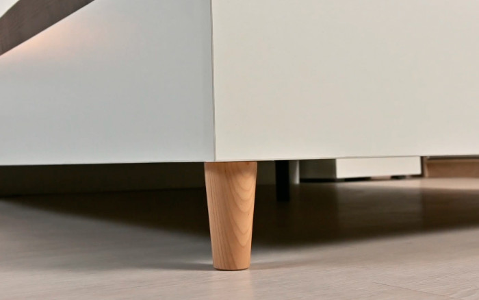 Муссон Кровать 11.41 + ортопед + 16.03 + 13.97 + Зеркало СВК + Тумба ТВ 13.276, цвет белый/чёрный/дуб эндгрейн элегантный, сп. м. 1600х2000 мм., б/м