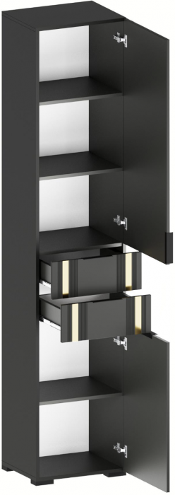 Эмэ Шкаф-пенал ШК-3915 с ящиками, Графит/Графит, Золото