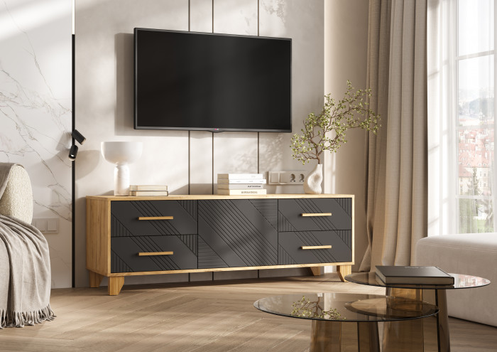 Ирис Тумба ТВ 1500, Браш Графит/Дуб Крафт