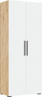 Флэш Шкаф 2-х ств. 900 браш вайт/дуб крафт