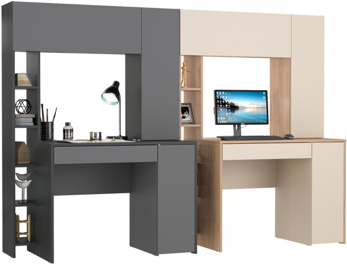 Два стола компьютерных Комфорт 12.71, антрацит/тёмно-серый/гикори рокфорд натуральный/сатин