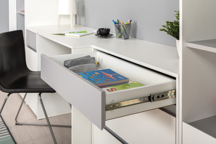 Торонто Компоновка № 27, цвет белый шагрень/стальной серый, сп. м. 800х1900 мм., б/м, основание есть, универсальная сборка