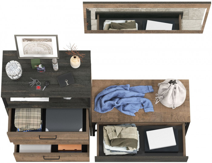 Трувор Прихожая 196, цвет дуб гранж песочный/интра, ШхГхВ 146х37х195 см., универсальная сборка