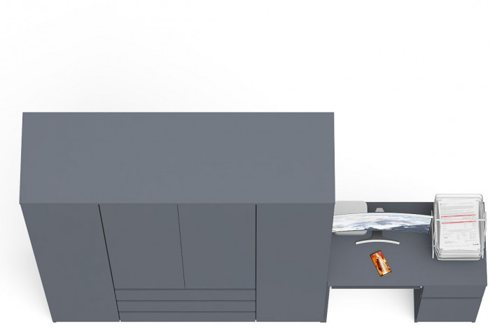 Мори Стол компьютерный МС-1 правый + Шкаф МШ1600.1, цвет графит, ШхГхВ 250,4х50,4х209,6 см., выдвижной ящик справа, НЕ универсальная сборка