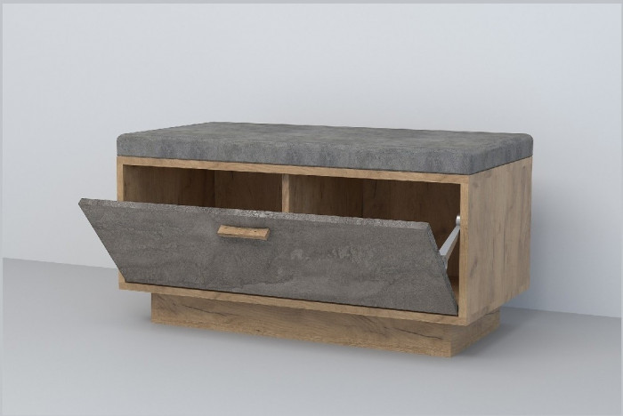 Эго Обувница ОБ-1 ПД (Глянец Белый/Бетон Светлый)