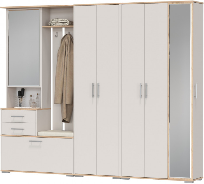 Прихожая Домино 6, дуб крафт золотой/кашемир серый